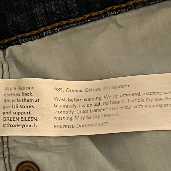 Eileen Fisher Organic Cotton Stretch Slim Jeans Sz 2 Dark Wash Sustainable Denim - Picture 7 of 8